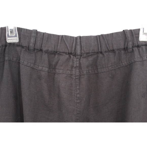Johnny Was JW Los Angeles Linen Pants‎ Small Embroidered Cropped Black Boho - Picture 7 of 16